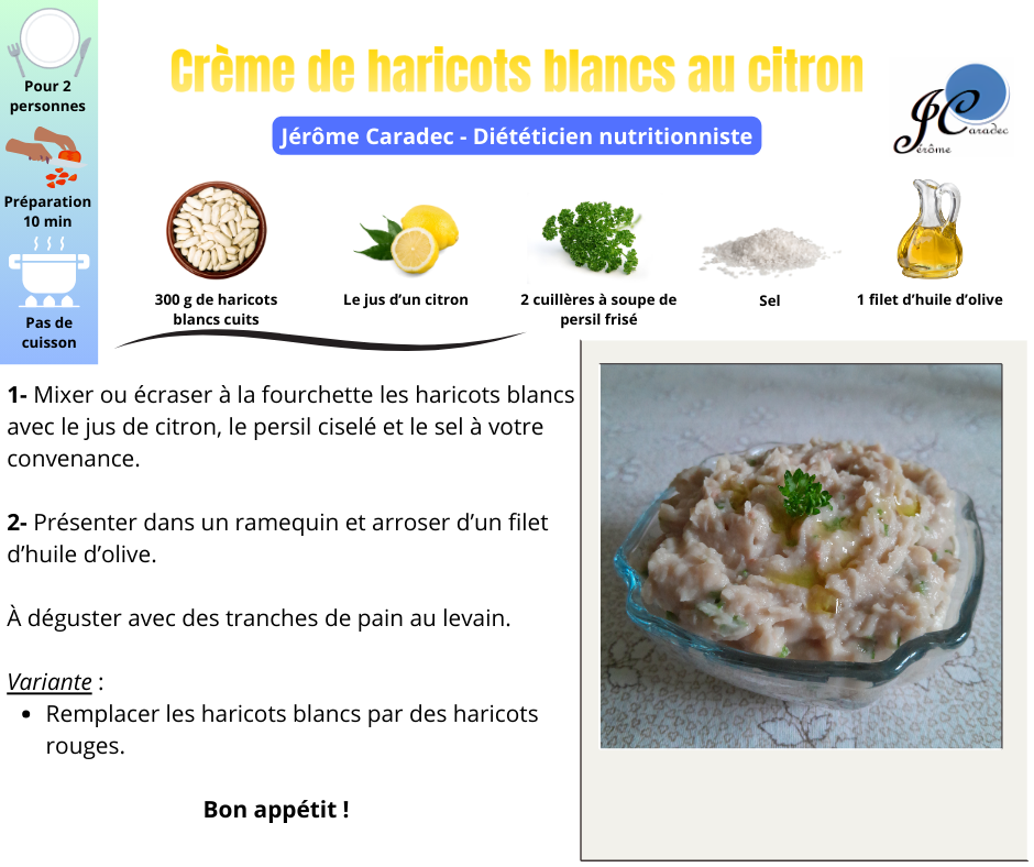 Crème de haricots blancs au citron par Jérôme Caradec - Diététicien