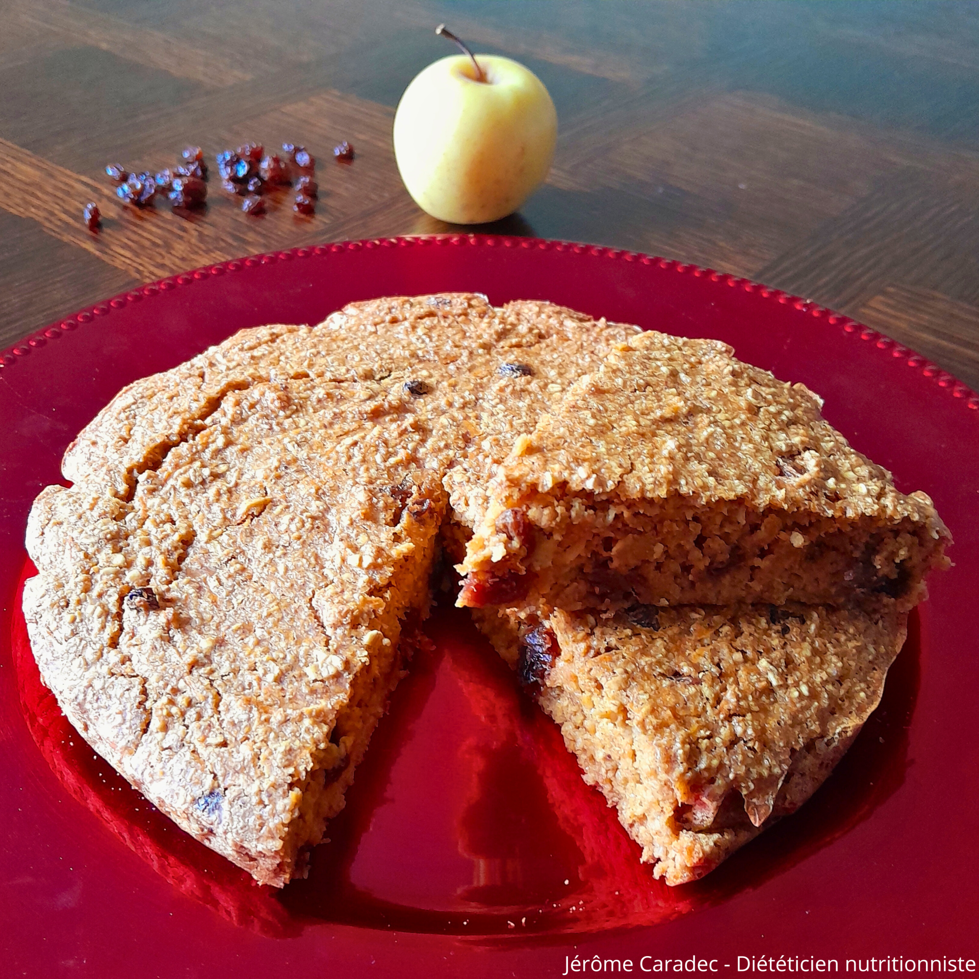 La photo du gâteau aux fruits et à la carotte de Jérôme Caradec - Diéteticien nutritionniste