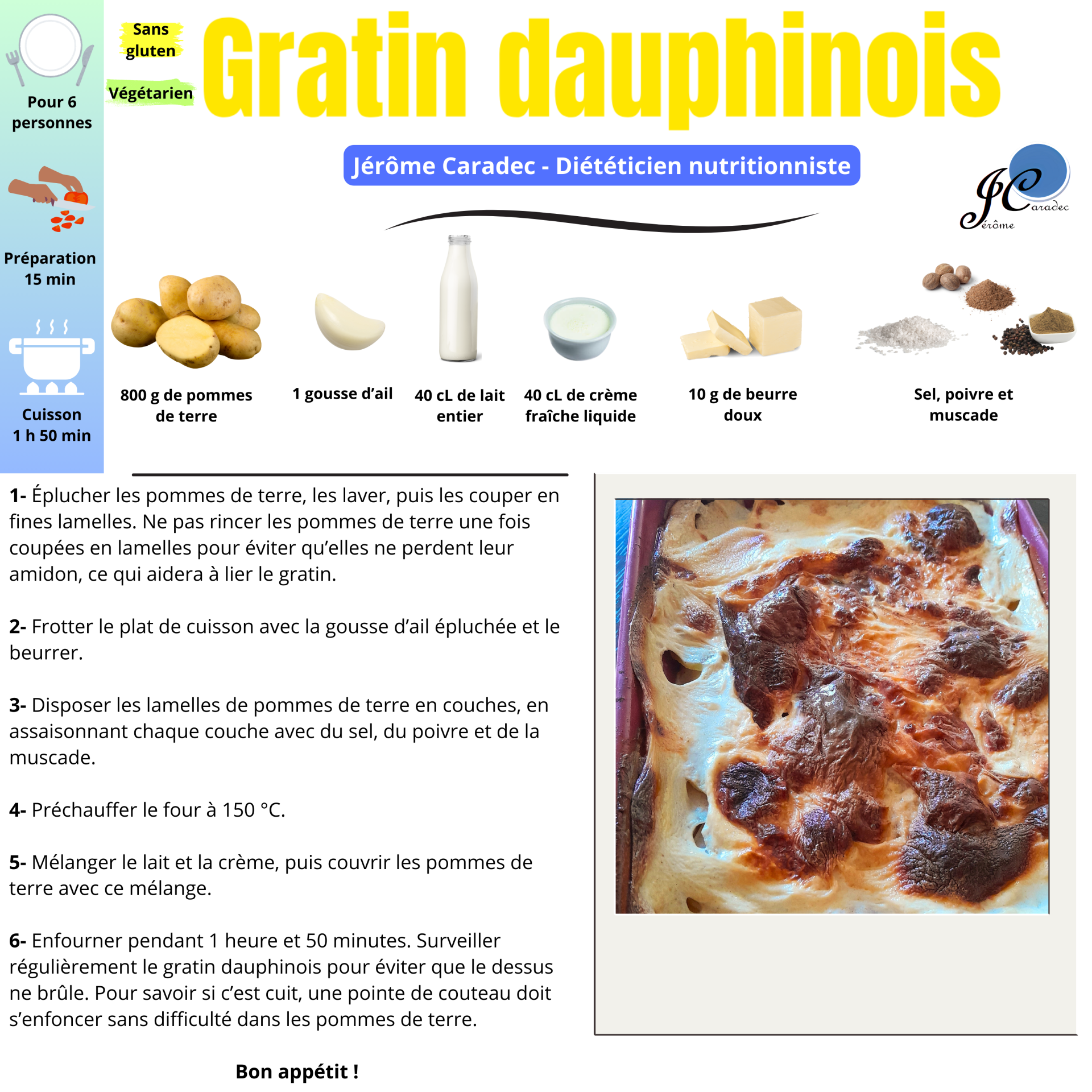 Le gratin dauphinois de Jérôme Caradec - Diététicien nutritionniste