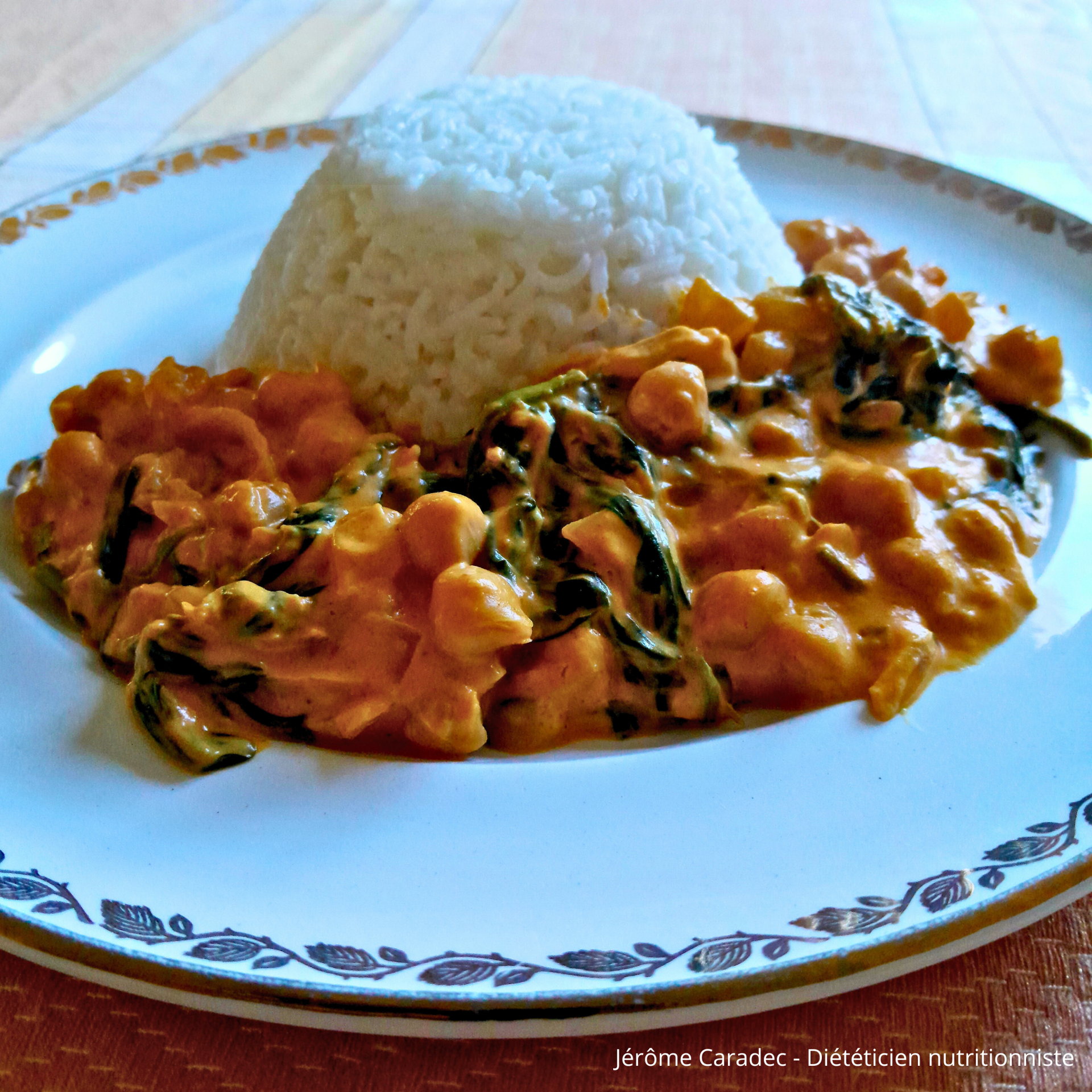 Photo du curry d'épinards et de pois chiches de Jérôme Caradec - Diététicien nutritionniste