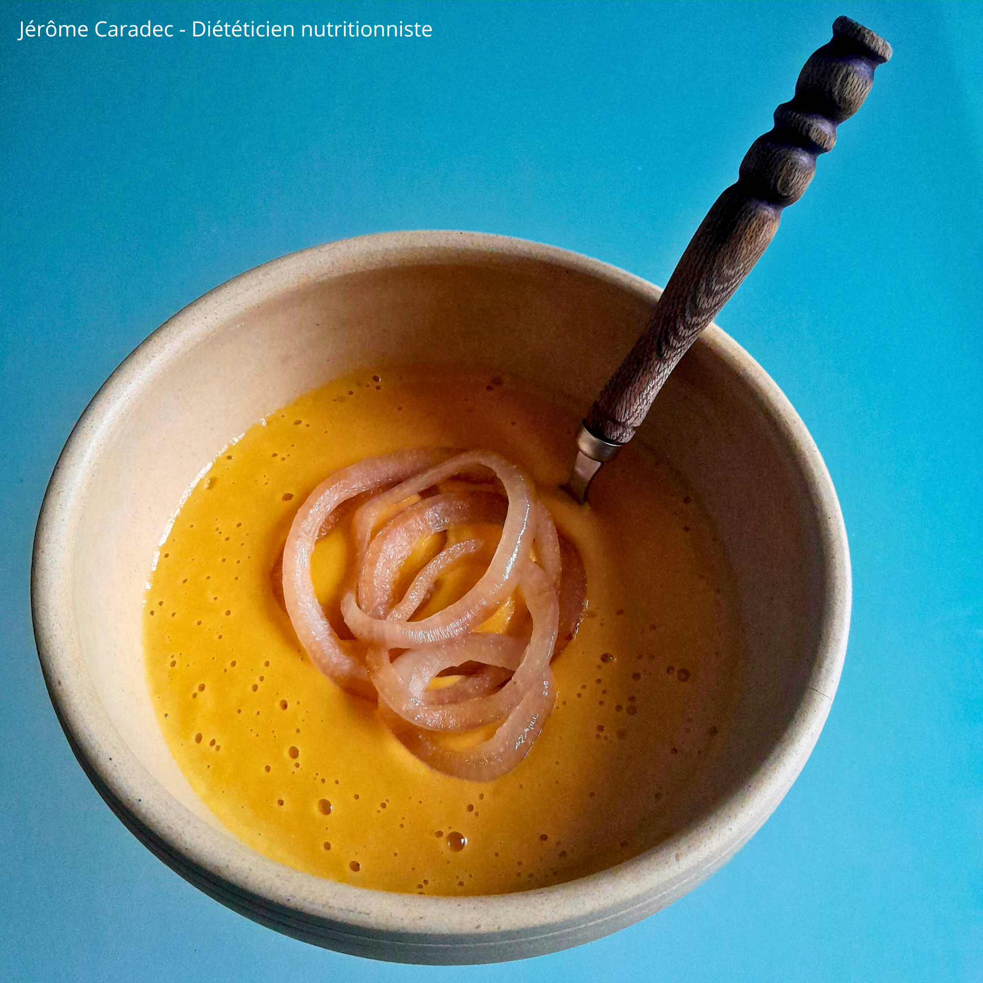 Photo du potage de lentilles corail au curry et lait de coco de Jérôme Caradec