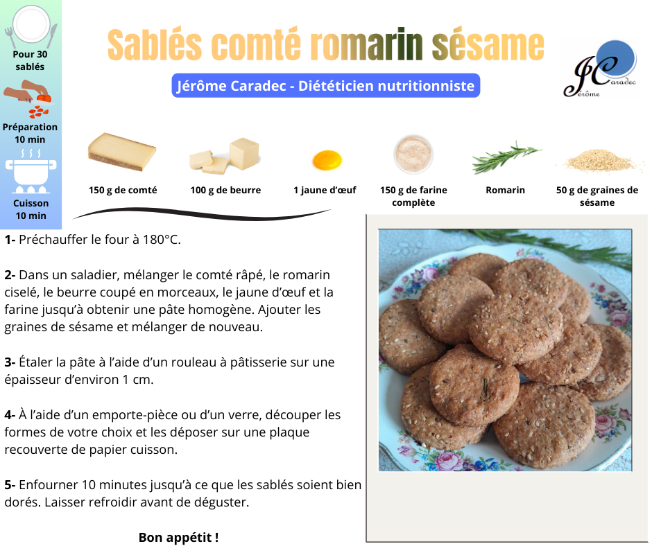 Sables comté romarin sésame par Jérôme Caradec - Diététicien nutritionniste